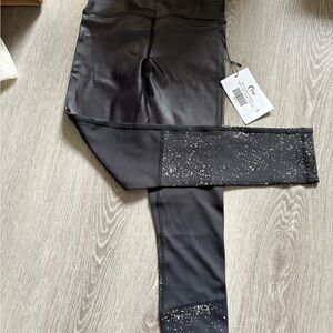 ZYIA Black Reflective Metallic Leggings